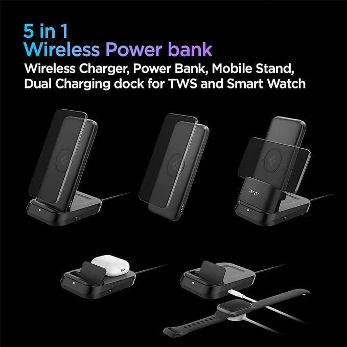 Spigen 5in1 10000mAh Wireless Power Bank with USB-C Dual Charging