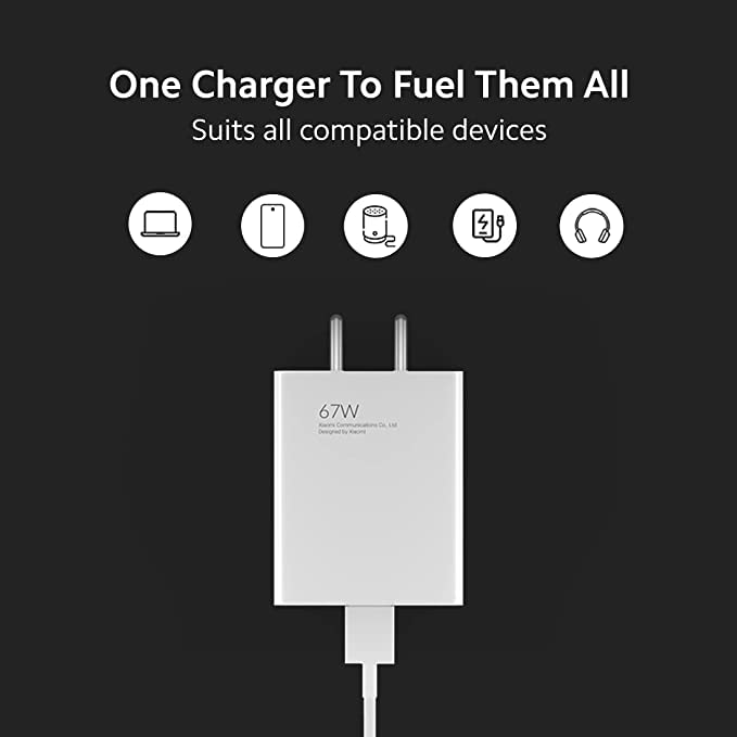 Mi 67W Sonic Charge 2.0 Fast Adapter Charger Compatible for Xiaomi phones