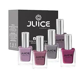 JUICE Quick-Dry, Long Lasting, Chip Resistant, Gel Finish, High Gloss, F&D Approved Colors & Pigments, Nail Kit, 5 In 1 Combo, 55 Millilitres