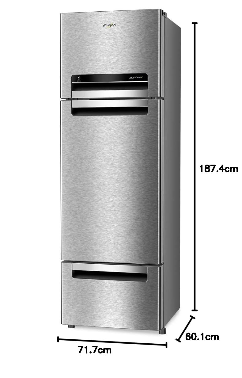 Whirlpool 270 L (Gross Capacity 300L) Frost Free Triple-Door Refrigerator (FP 313D PROTTON ROY ALPHA STEEL (Z)