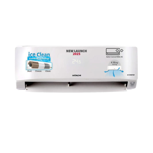 Hitachi 1 Ton Class 5 Star, 4-Way Swing, ice Clean, Xpandable+, Inverter Split AC (100% Copper, Dust Filter - 5400STXL RAS.G512PCBIBT, White)