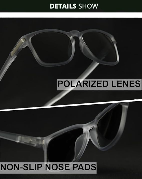 FEOMONE® Exclusive Rubber Coated Goggles For Men | Polarized Sunglasses | UV Protected Driving, Riding, Stylish, Anti glare Glasses (NEX-RTGRY)