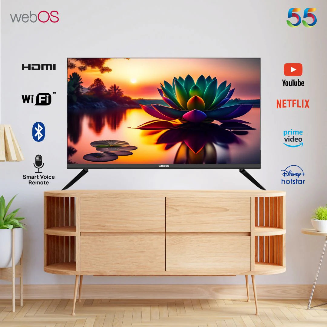 Wiscon 139 cm (55) Smart Frameless UHD 4K LED TV with Voice Remote WebOS