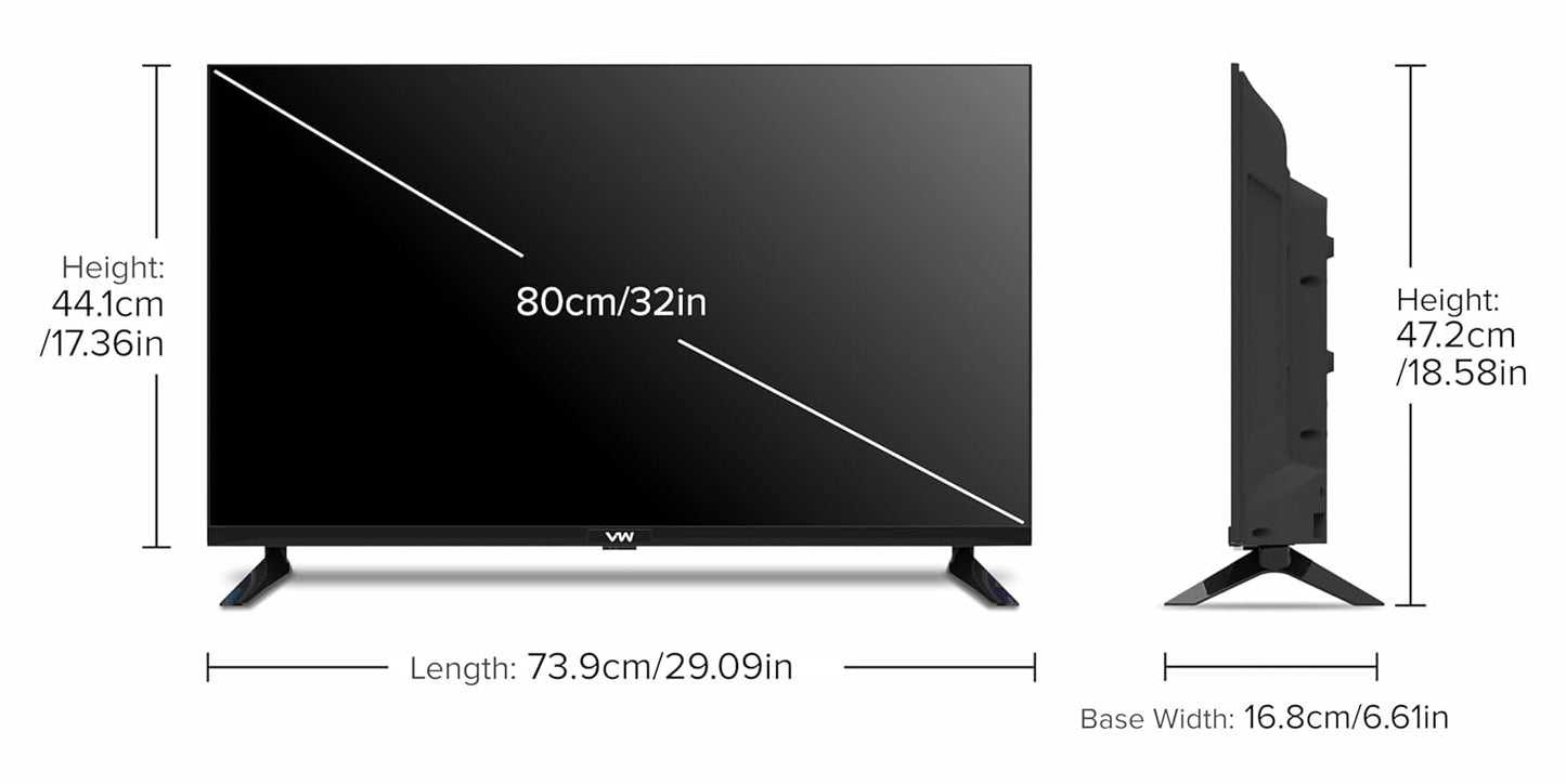 VW 80 cm (32 inches) Pro Series HD Smart QLED Google TV (Black)