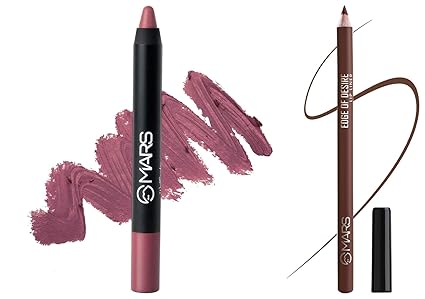 MARS Long Lasting Crayon Lipstick up to 12 Hours Stay Matte Finish Waterproof Lip Crayon (3.5 gm) 09-Smile Please Matte Lip Liner One Swipe Smooth Long Lasting Lip Pencil (1.4gm) (14-CHOCO BUTTER)