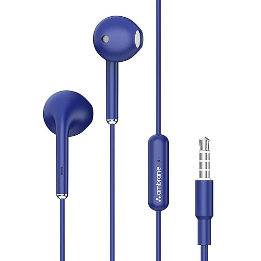 Wired Headphones in Earphones with in-Line Mic for Clear Calling, 14Mm Dynamic Drivers for Boostedbass, 3.5Mm Jack, Multi-Functional Controller (Stringz 38 Lite, Blue)