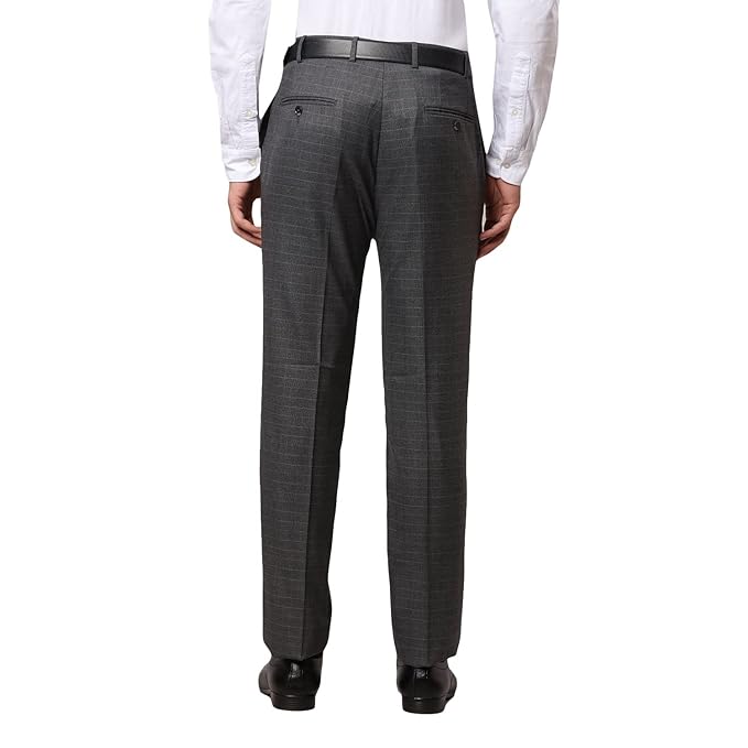 Raymond Men's Poly Viscose Blend Solid Pattern Slim Fit Flat Front Formal Trouser