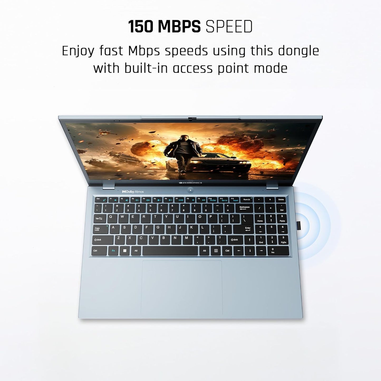 ZEBRONICS ZEB-USB150WF1 WiFi Mini USB Adapter (Black)