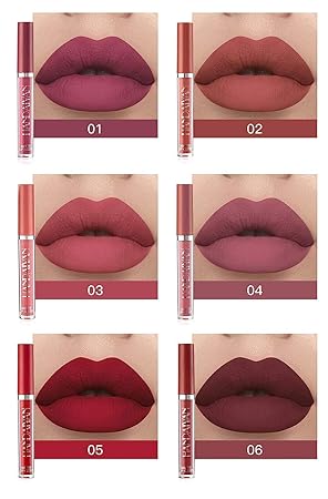 Everdiva liquid matte lipstick set. Waterproof, long-lasting, and vibrant colors that stay all day. Perfect for any occasion, offering smooth, smudge-proof perfection - 6 PCS