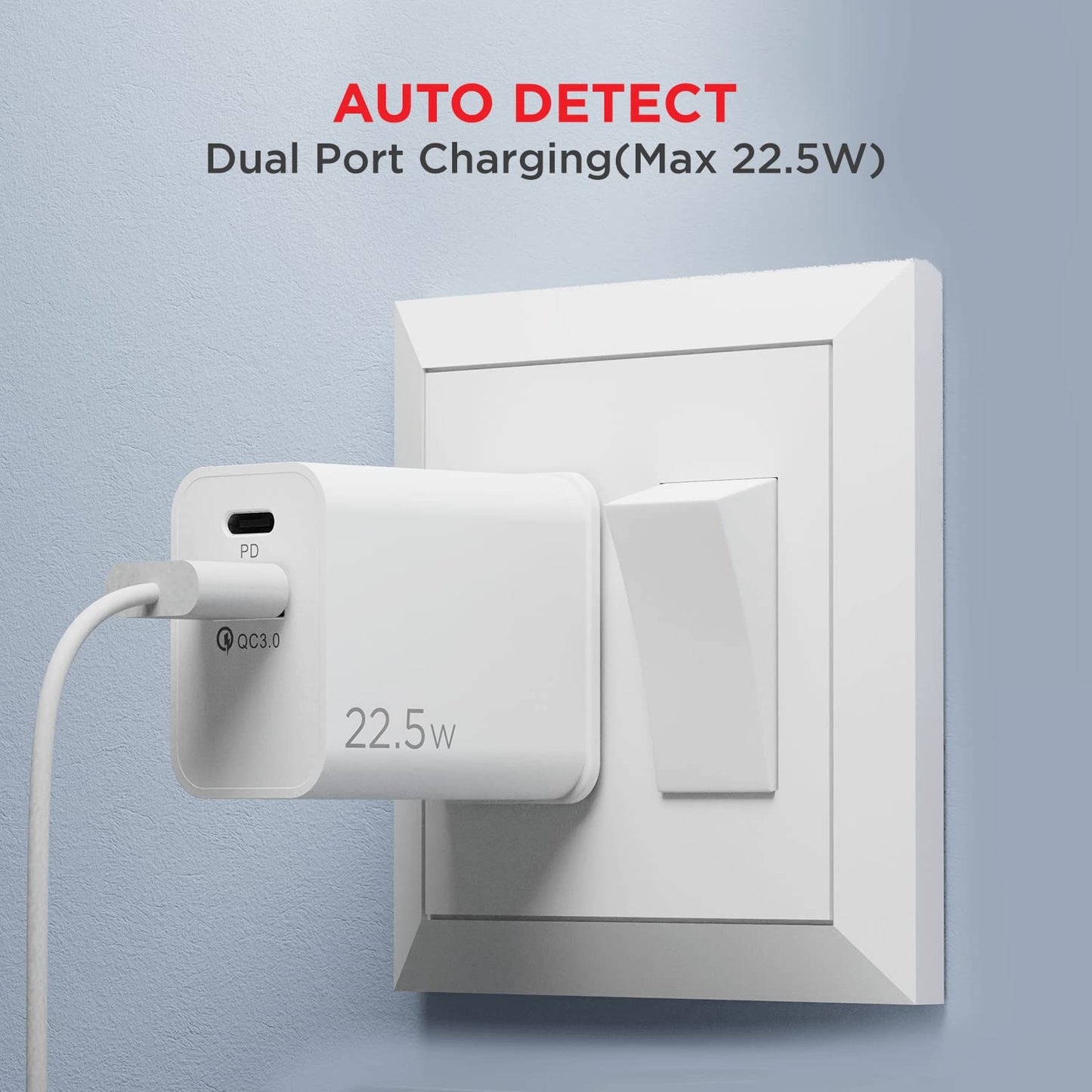 boAt WCDV 22.5W Dual Port Charger with 22.5W Power Delivery Support.