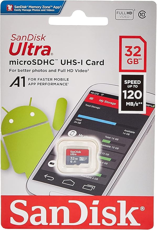 SanDisk Ultra microSD UHS-I Card 32GB, 120MB/s