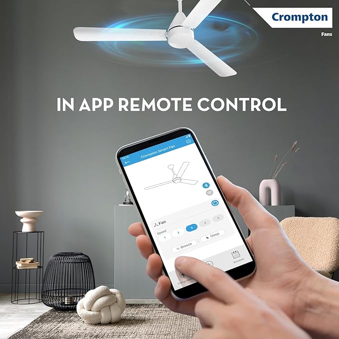Crompton Energion Hyperjet Smart 1200mm BLDC Ceiling Fan | Wi-Fi, Bluetooth & Remote | Alexa & Ok Google | BEE 5 Star Energy Rated | High Air Delivery | 2 Year Manufacturer Warranty | Opal White