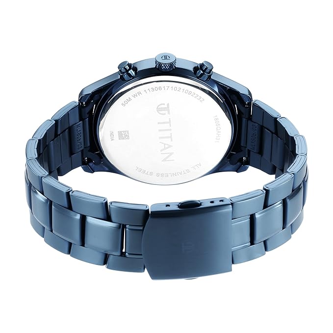 Titan Neo Splash Blue Dial Quartz Multifunction Stainless Steel Strap Watch for Men-NS1805QM01/NT1805QM01