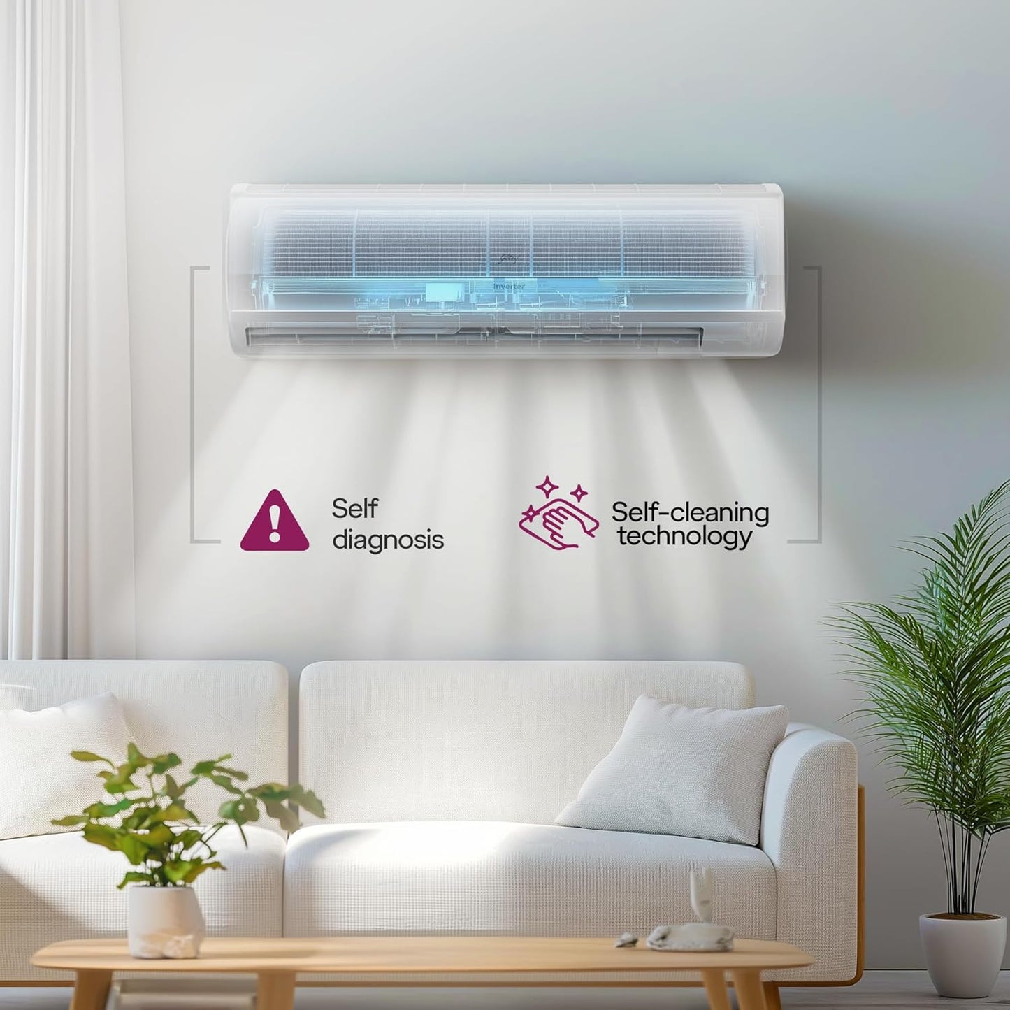 Godrej 1.5 Ton 5 Star, 5 Years Comprehensive Warranty, 5-In-1 Convertible Cooling, Inverter Split AC (Copper, Heavy Duty Cooling at 52°C, AC 1.5T EI 18IINV5R32 WYS, White)