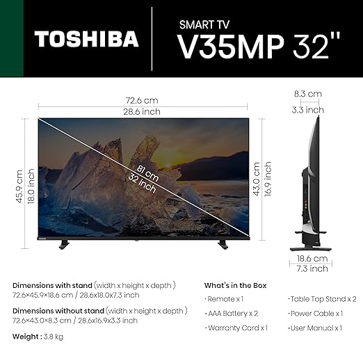 TOSHIBA 80 cm (32 inches) V Series HD Smart Android LED TV (Black)
