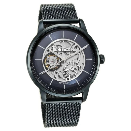 Titan Mechanical Blue Dial Automatic watch for Men with Stainless Steel Strap