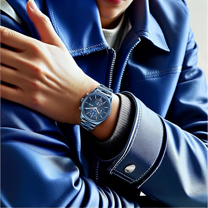 Titan Neo Splash Blue Dial Quartz Multifunction Stainless Steel Strap Watch for Men-NS1805QM01/NT1805QM01