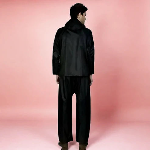 Premium Black Waterproof Rain Suit for Men (Jacket & Pant with Hood)