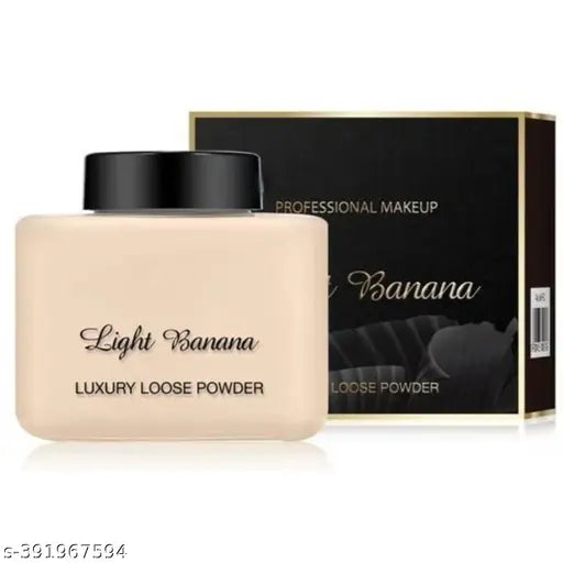 K.Y.L.Plus Professional Waterproof Long Lasting Light Banana HD Makeup Setting Loose Face Powder Compact With Brush High Coverage For Glowing For Girls & Women Natural Finish Pack Of 2