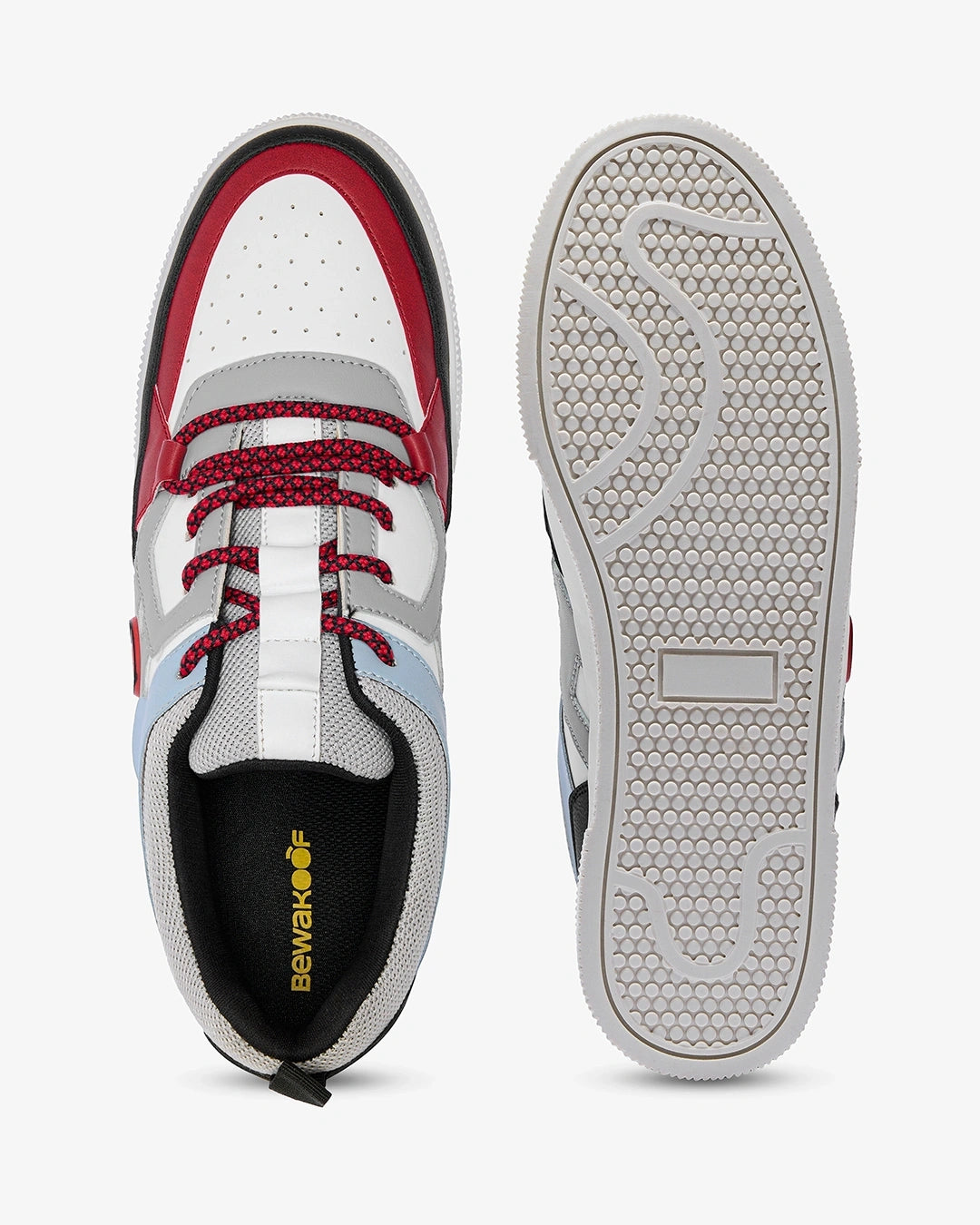 Men's White & Black Naruto Color Block Low Top Sneakers