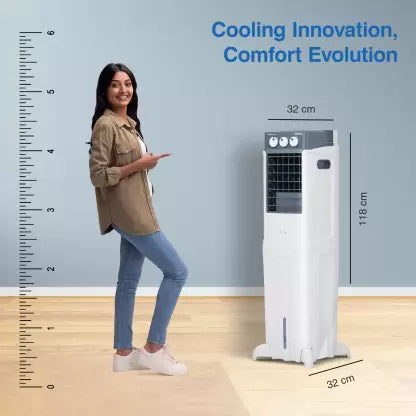 Voltas 45 L Tower Air Cooler  (Grey & White, Slimm 45)