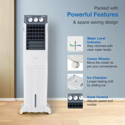 Voltas 45 L Tower Air Cooler  (Grey & White, Slimm 45)