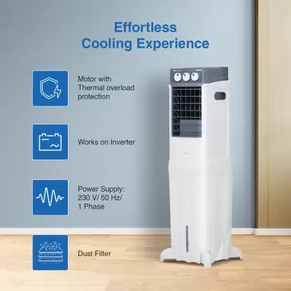 Voltas 45 L Tower Air Cooler  (Grey & White, Slimm 45)