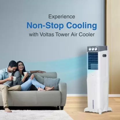 Voltas 45 L Tower Air Cooler  (Grey & White, Slimm 45)