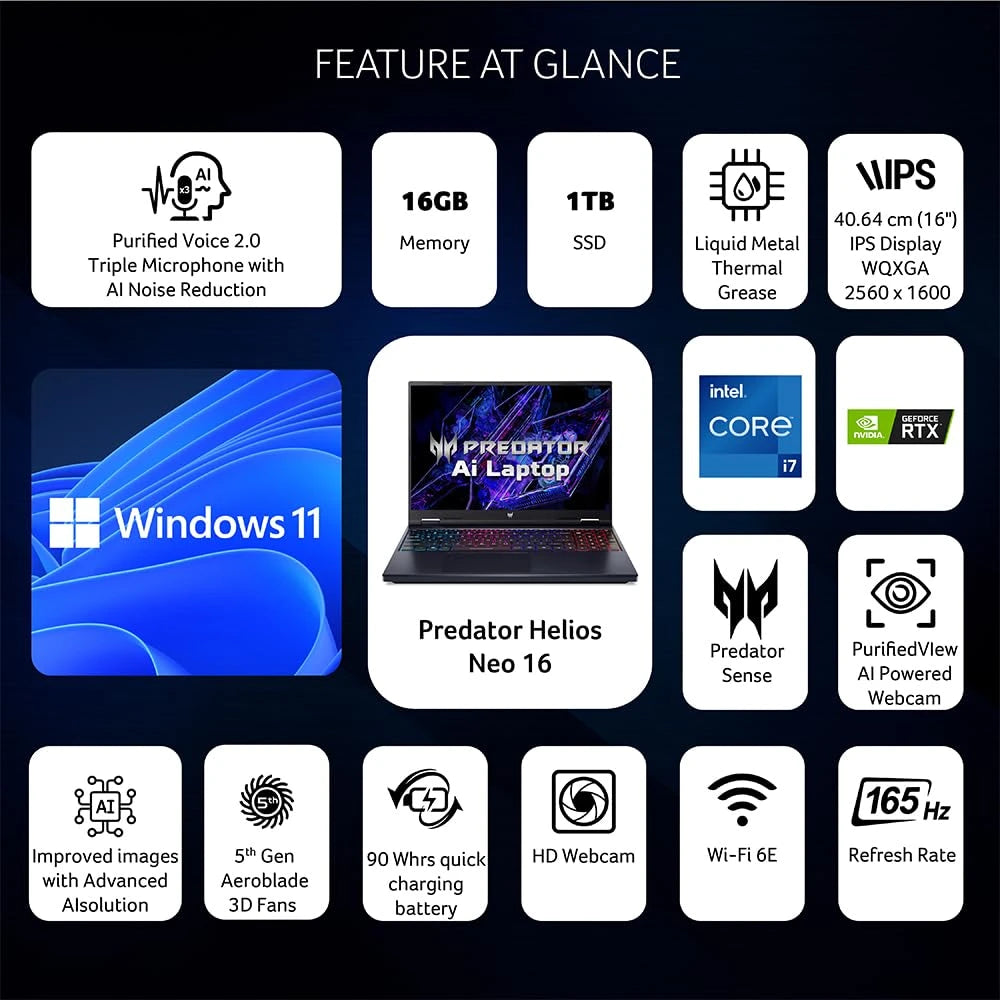 Acer Predator Helios Neo 16 Gaming Laptop (Model: PHN16-72)