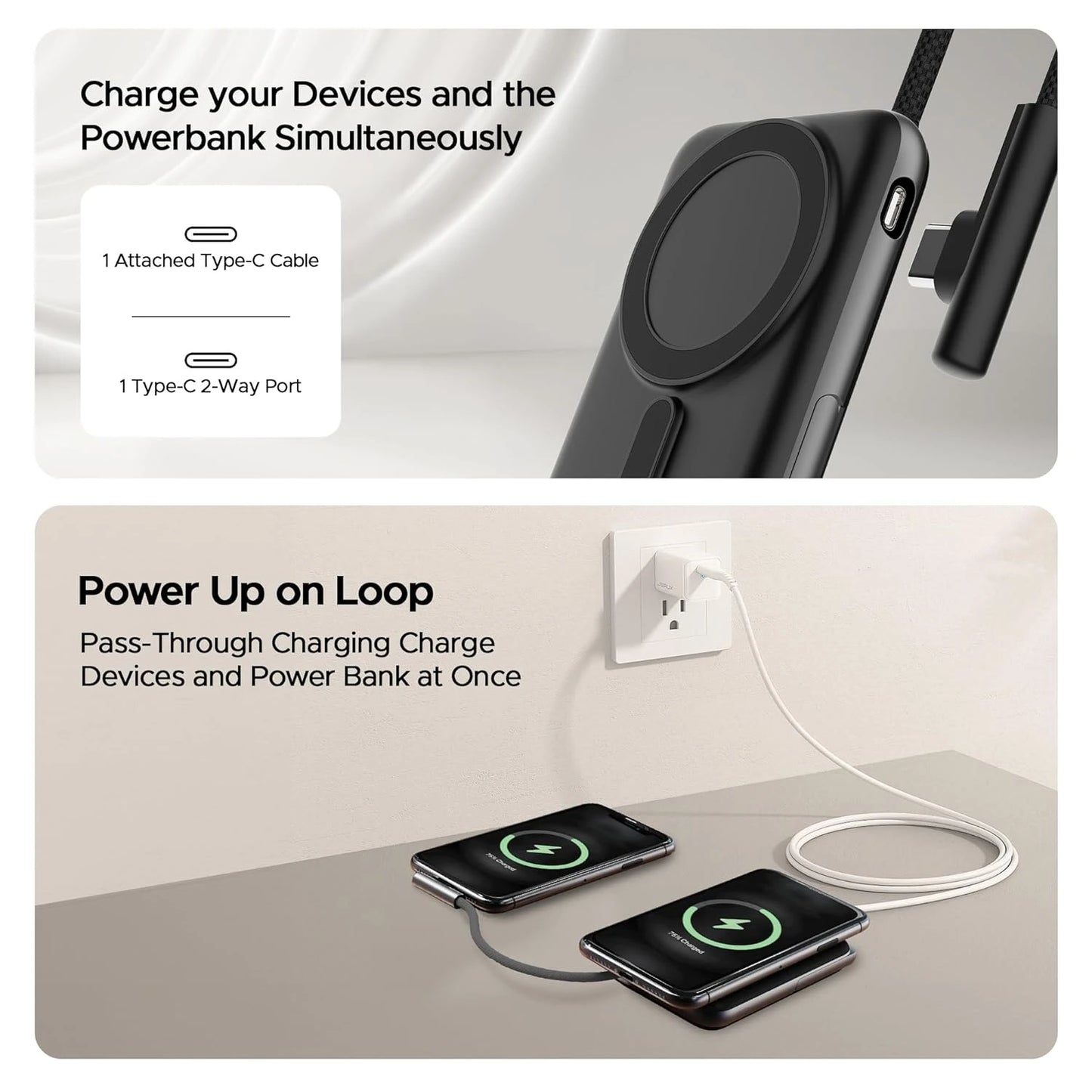 boAt Energyshroom PB330 MagnaCharge 10000 mAh Magnetic Wireless Power Bank w/ 15