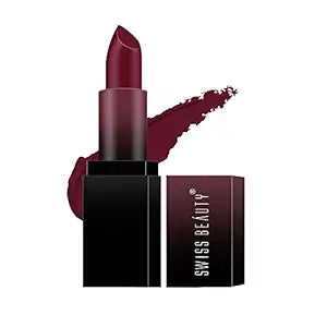 Swiss Beauty Hd Matte Pigmented Smudge Proof Lipstick | Creamy Matte Long Stay Lipstick | Dynamite Berry, 3.4g