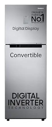 Samsung 236 L, 3 Star, Convertible, Digital Inverter with Display Frost Free Double Door Refrigerator (RT28C3733S8/HL, Silver, Elegant Inox)