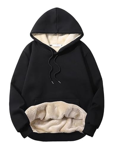 Women's Fleece Sherpa Hoodie, Winter Warm Pullover Sweatshirt, Soft Fur Lined, Casual Hooded Sweatshirt, Cozy & Stylish Outerwear