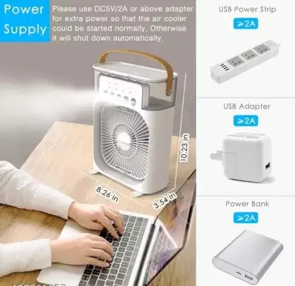 Mobilescope 5 L Room/Personal Air Cooler  (White, USB Air Cooler, Small carry cooler Mini Desk Cooling fan with 3 Adjustable Speed)