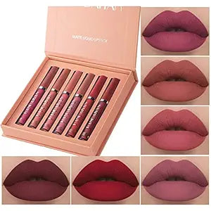 Everdiva liquid matte lipstick set. Waterproof, long-lasting, and vibrant colors that stay all day. Perfect for any occasion, offering smooth, smudge-proof perfection - 6 PCS