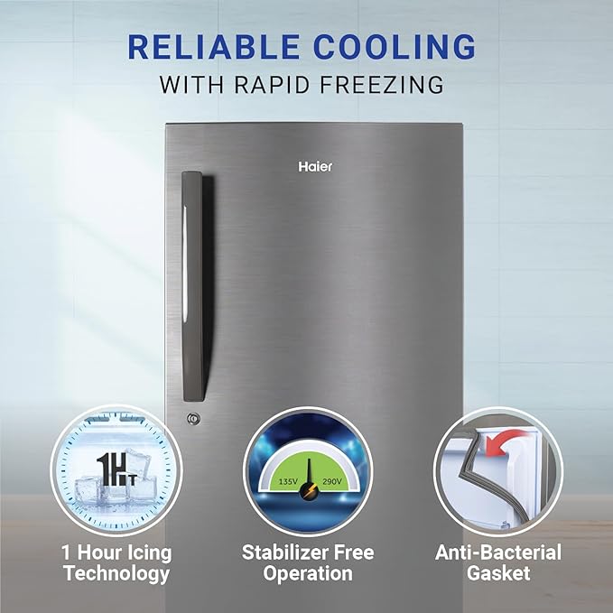 Haier 190 L, 4 Star, Direct Cool Single Door Refrigerator (HED-204DS-P, Dazzle Steel)