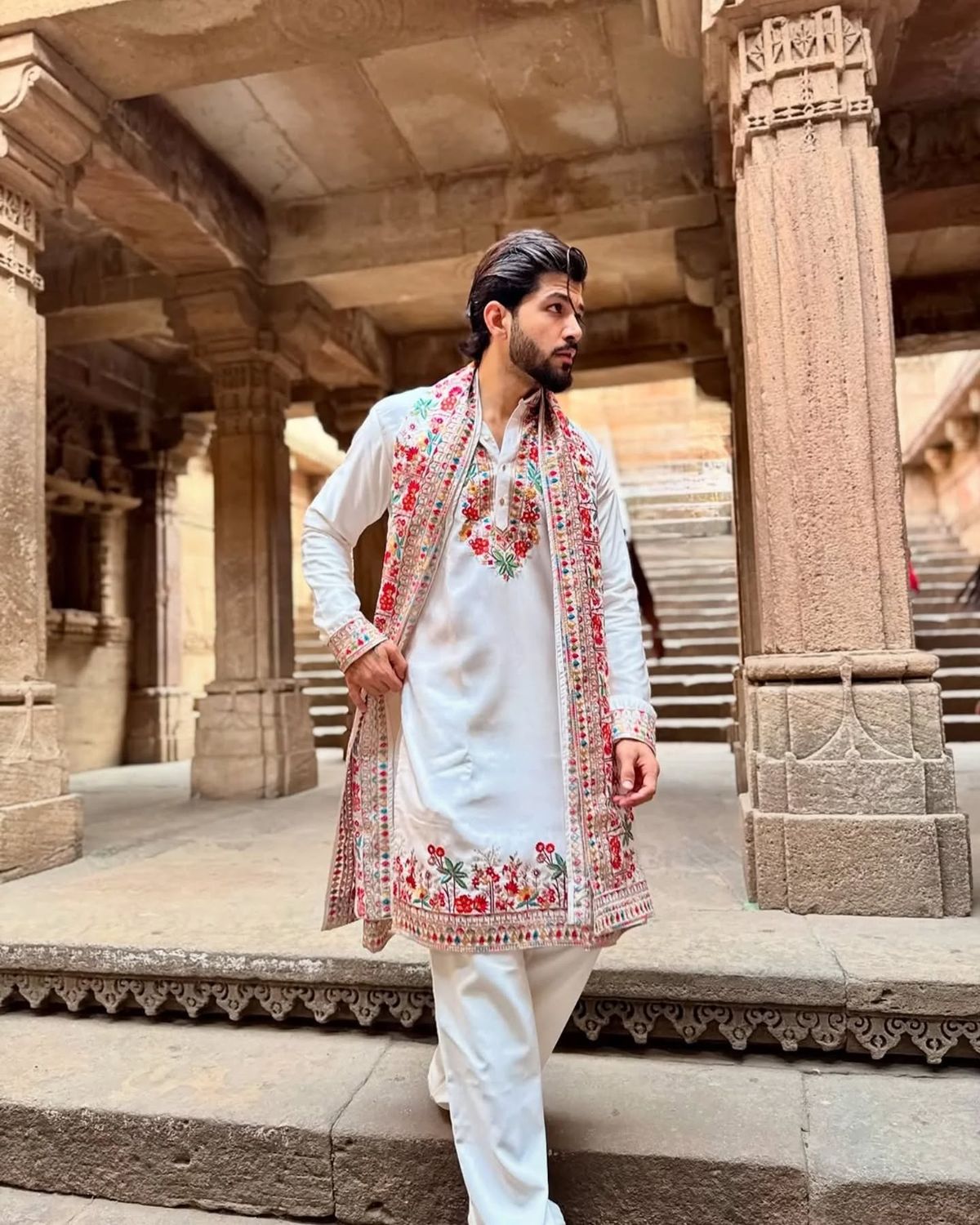 Vibrant Navratri Kurta with pant and dupatta for Men with Ethnic Charm
