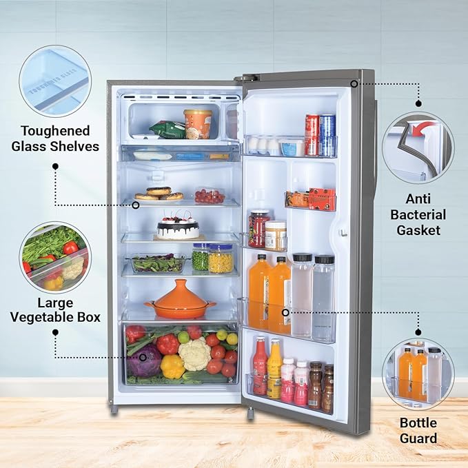 Haier 190 L, 4 Star, Direct Cool Single Door Refrigerator (HED-204DS-P, Dazzle Steel)