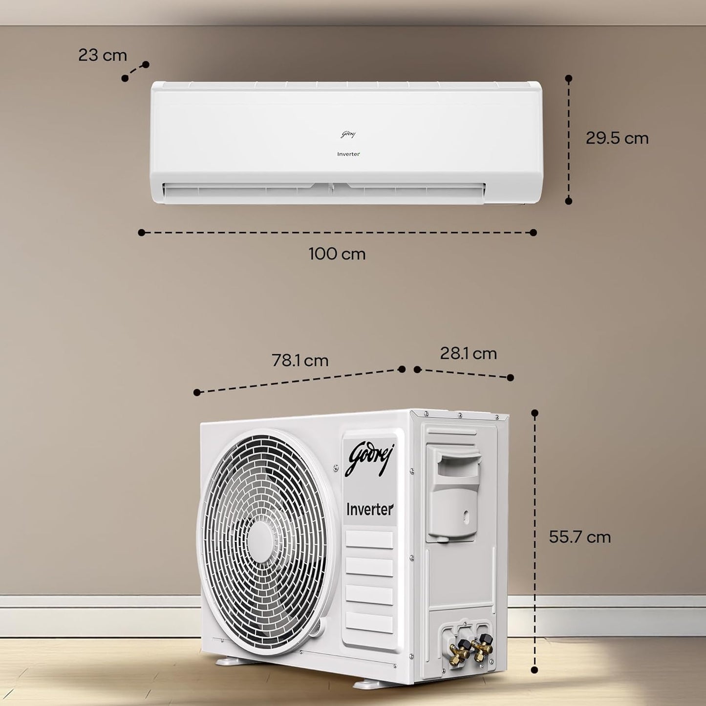 Godrej 1.5 Ton 5 Star, 5 Years Comprehensive Warranty, 5-In-1 Convertible Cooling, Inverter Split AC (Copper, Heavy Duty Cooling at 52°C, AC 1.5T EI 18IINV5R32 WYS, White)