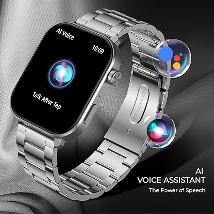 beatXP Unbound Pro 1.96" Super AMOLED Display Bluetooth Calling Smart Watch, Metal Body, Rotary Crown, 410 * 502px, 800 Nits, 60Hz Refresh Rate, 100+ Sports Modes, 24/7, IP67 (Silver Metal)