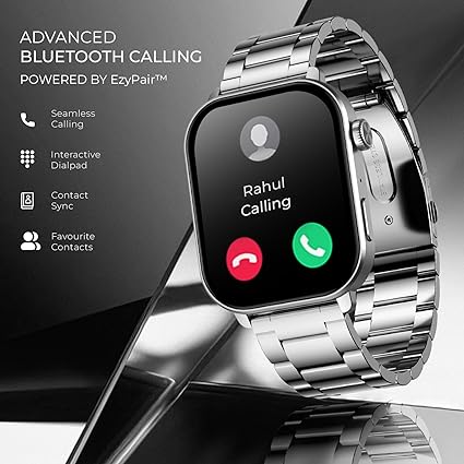 beatXP Unbound Pro 1.96" Super AMOLED Display Bluetooth Calling Smart Watch, Metal Body, Rotary Crown, 410 * 502px, 800 Nits, 60Hz Refresh Rate, 100+ Sports Modes, 24/7, IP67 (Silver Metal)
