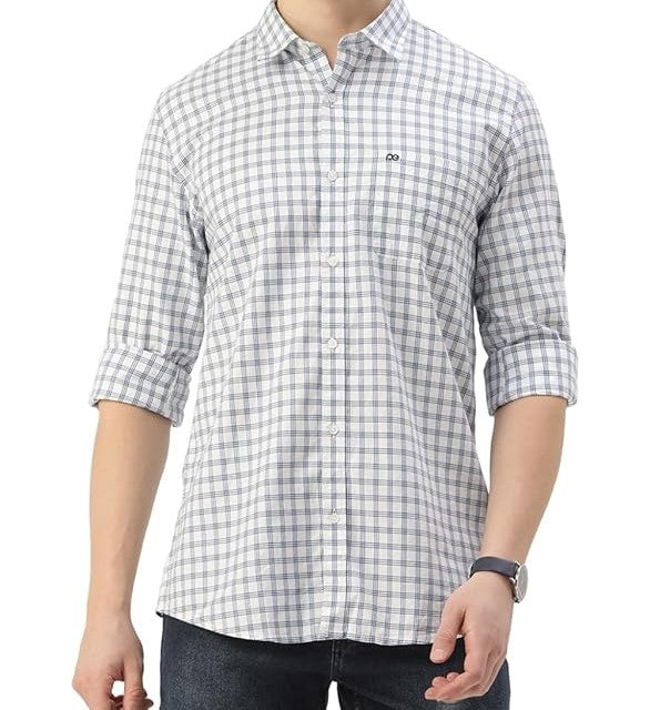 Peter England Men's Checkered Slim Fit Shirt