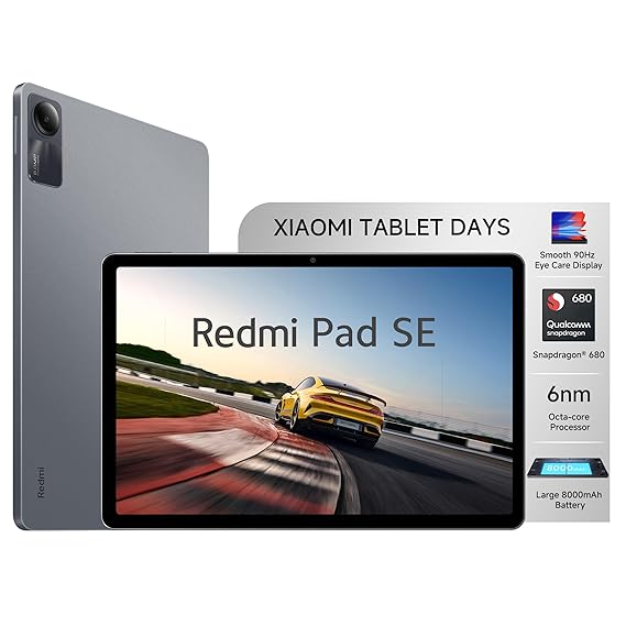Redmi Pad SE| All Day Battery | Qualcomm Snapdragon 680| 90Hz Refresh Rate| 6GB, 128GB Tablet| FHD+ Display (11-inch/27.81cm)| Dolby Atmos| Quad Speakers| Wi-Fi| Gray