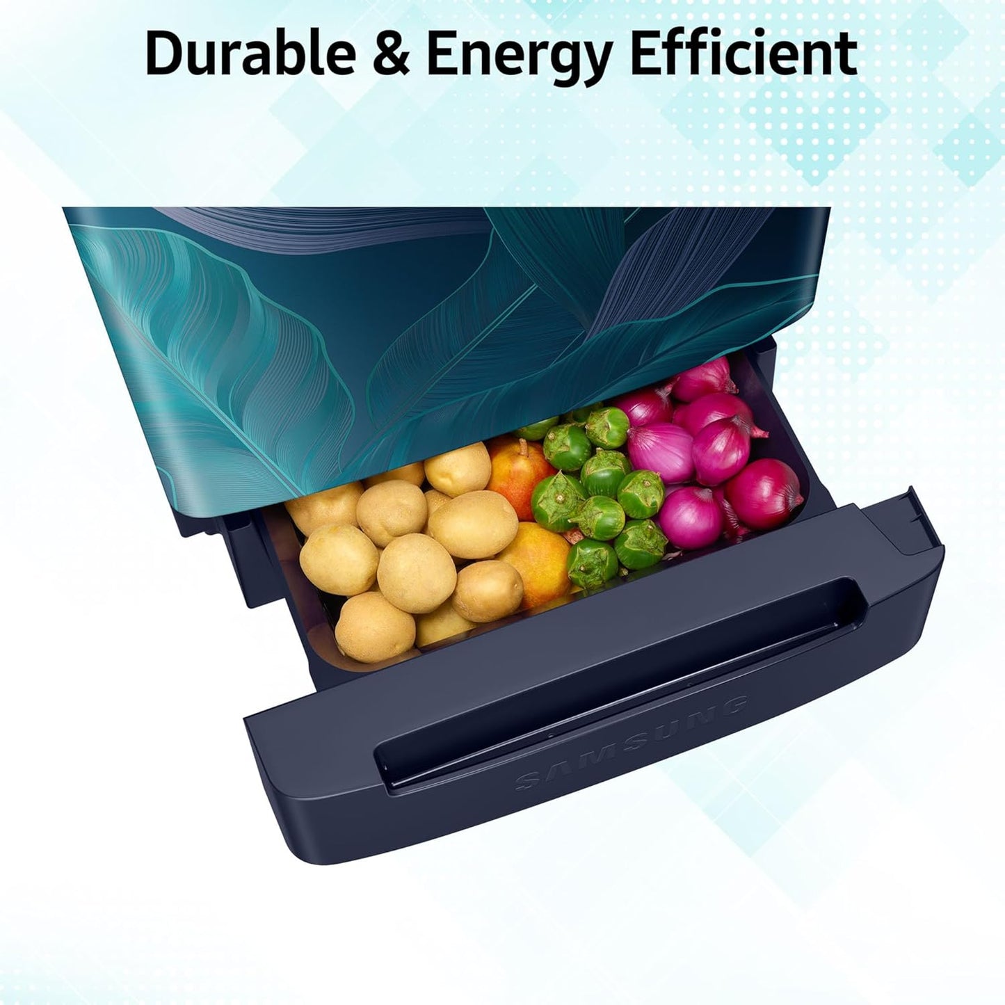 Samsung 215 L, 5 Star, Digital Inverter, Direct-Cool Single Door Refrigerator (RR23D2H359U/HL, Paradise Bloom Blue, Base Stand Drawer)