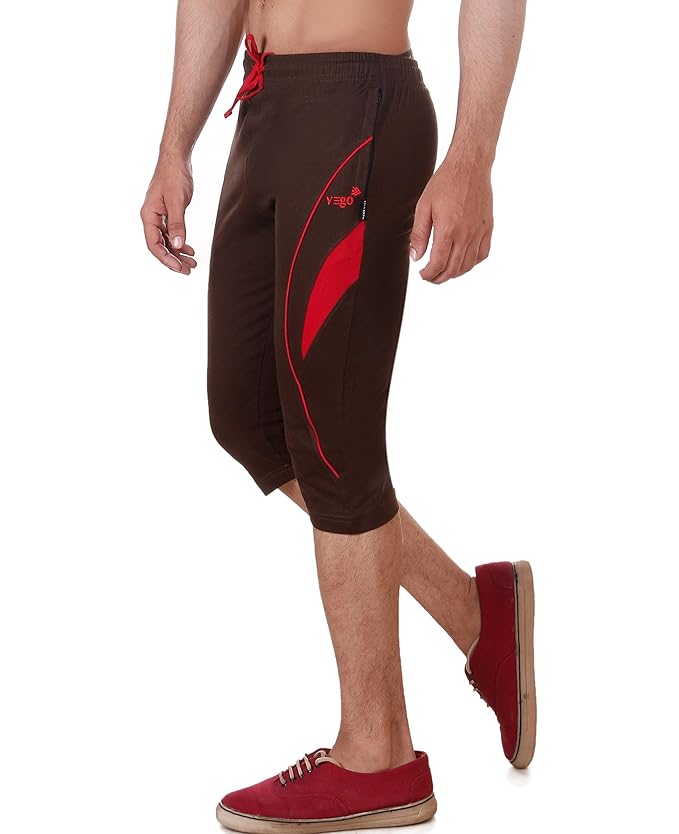 VEGO Mens Cotton Three by Fourth, 3/4, Capri, Three Quarter