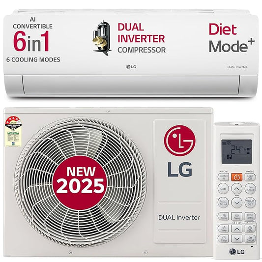 LG 1 Ton 4 Star DUAL Inverter Split AC (Copper, AI Convertible 6-in-1 with VIRAAT Mode, Faster Cooling & Energy Saving, 4 Way Swing, HD Filter with AntiVirus Protection, US-Q13JNYE, White)