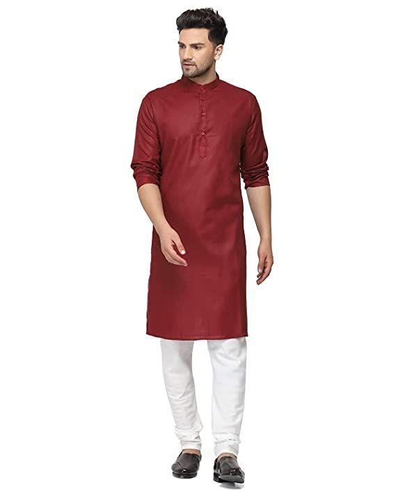 Traditional Plain Cotton Kurta for Men