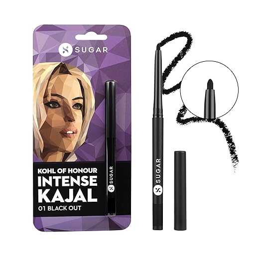 SUGAR Cosmetics Sugar Kohl Of Honour Intense Kajal | Upto 12 Hrs | Smudge Proof & Waterproof Kajal | Matte Finish | Twist Up Kajal Pencil | Paraben Free - 01 Black Out