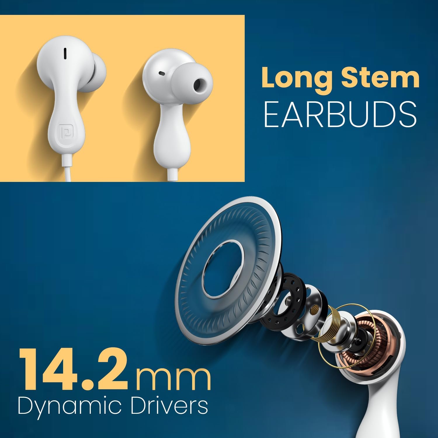 Portronics Conch Kappa in Ear 3.5mm Wired Earphones with in Line HD Mic, Powerful Audio, 14.2mm Dynamic Driver, Unique Earbuds Design, TPE Anti Tangle Wire... - Image 3