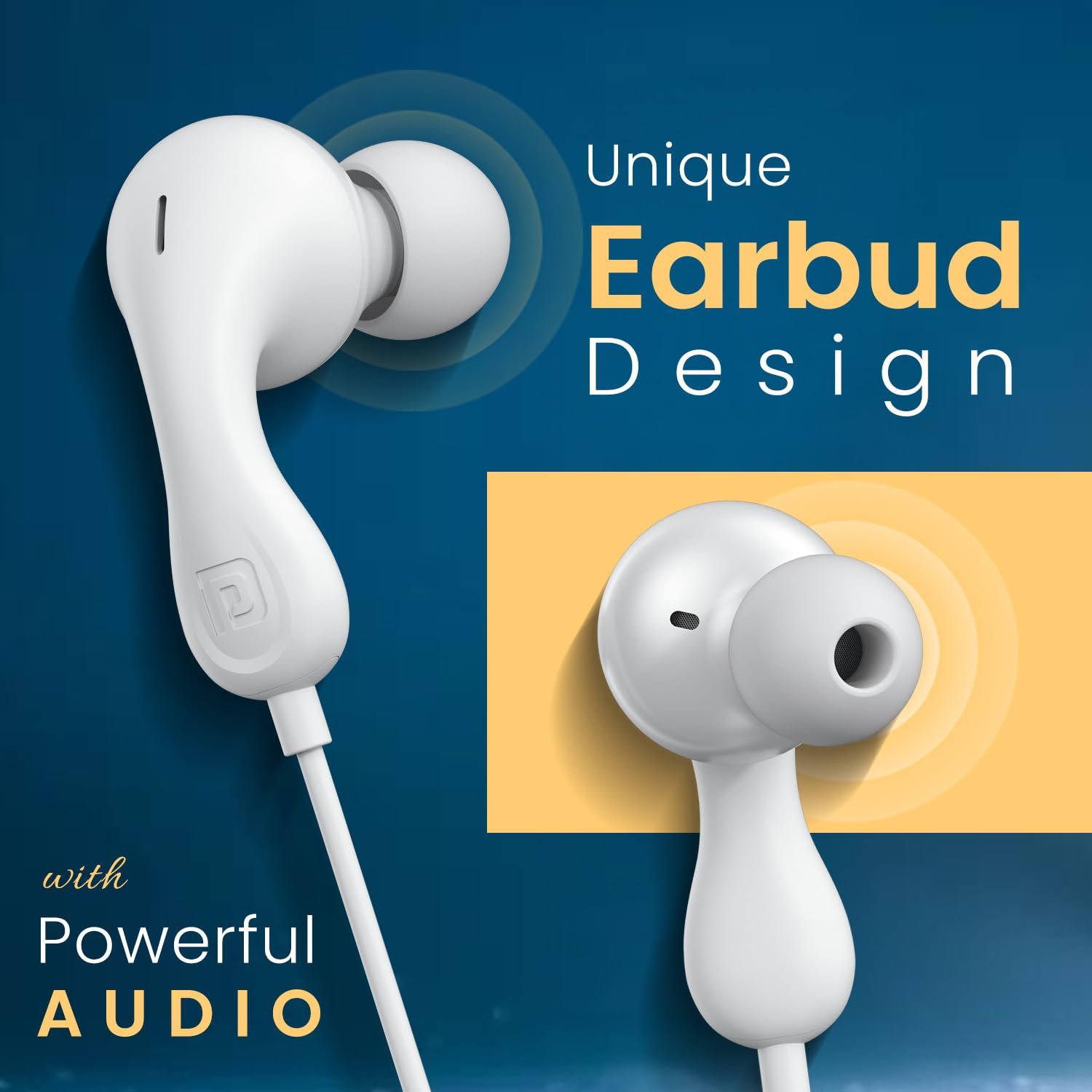 Portronics Conch Kappa in Ear 3.5mm Wired Earphones with in Line HD Mic, Powerful Audio, 14.2mm Dynamic Driver, Unique Earbuds Design, TPE Anti Tangle Wire... - Image 4